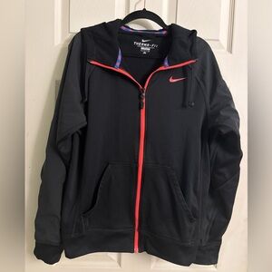 Nike Therma-Fit Activewear Black Fleece Zip Up Athletic Hoodie Jacket